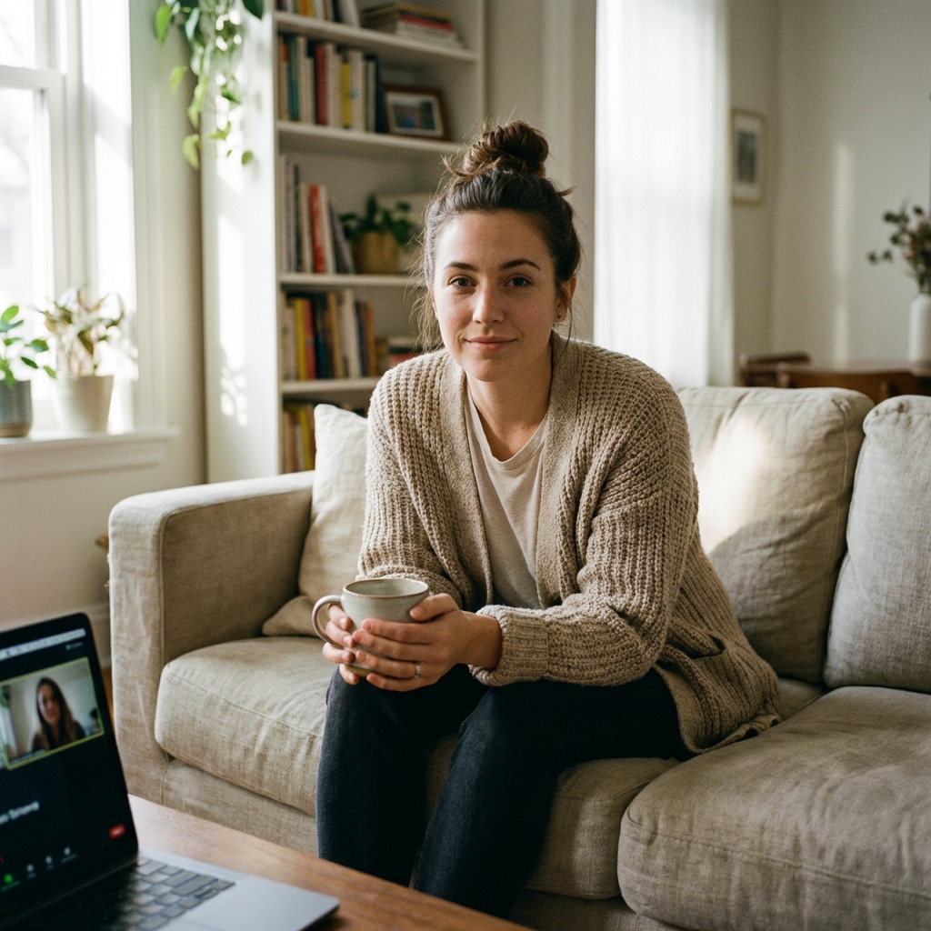 Client on video call